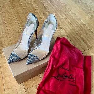 🌹Christian Louboutin Debout 100 Glitter Sirene/PVC Pumps 🌹